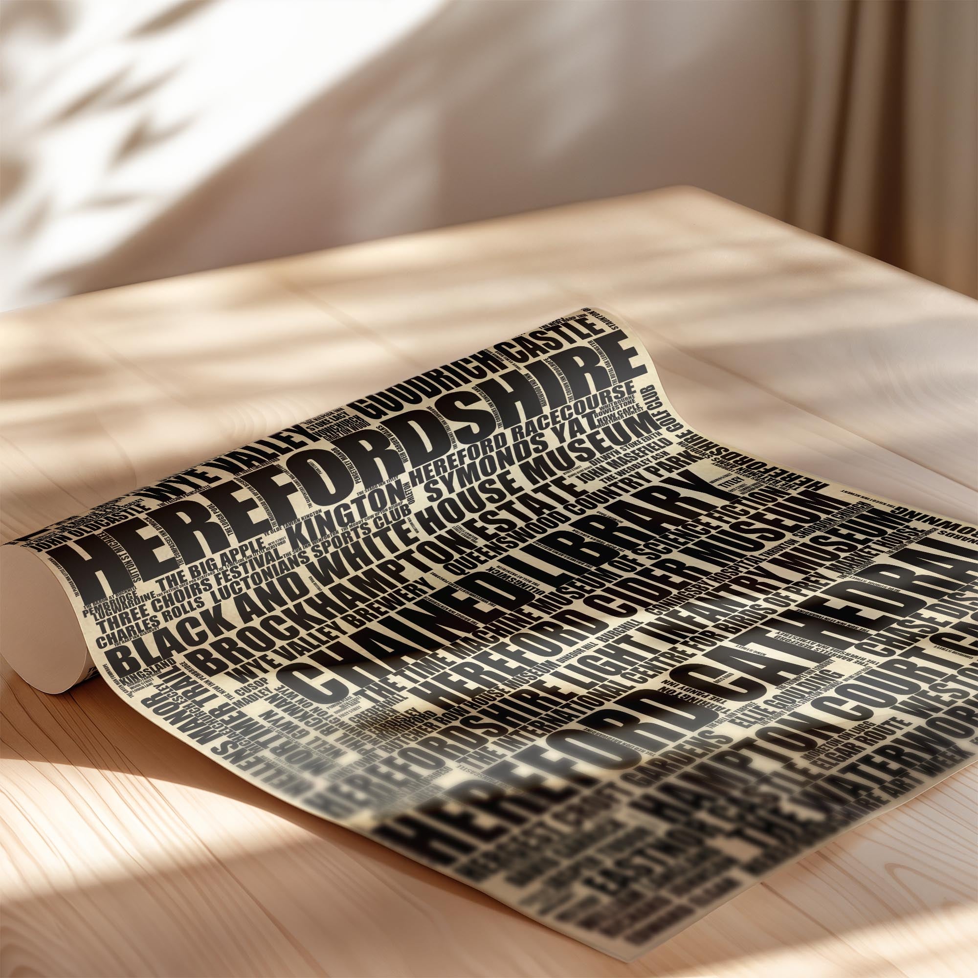 Herefordshire - Premium Typographic Word Cloud Prints, Posters & Gifts