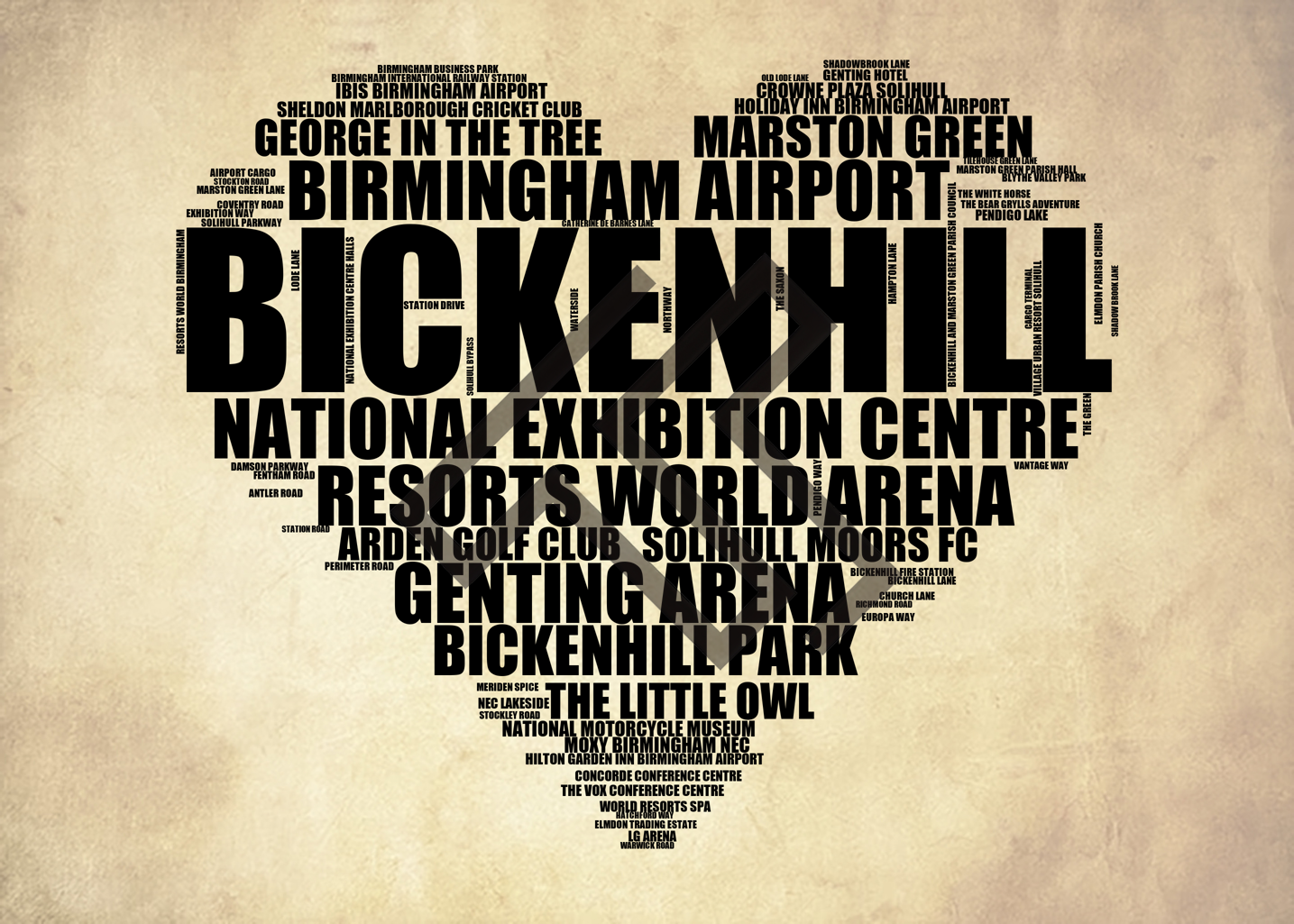 Bickenhill - Premium Typographic Word Cloud Prints, Posters & Gifts