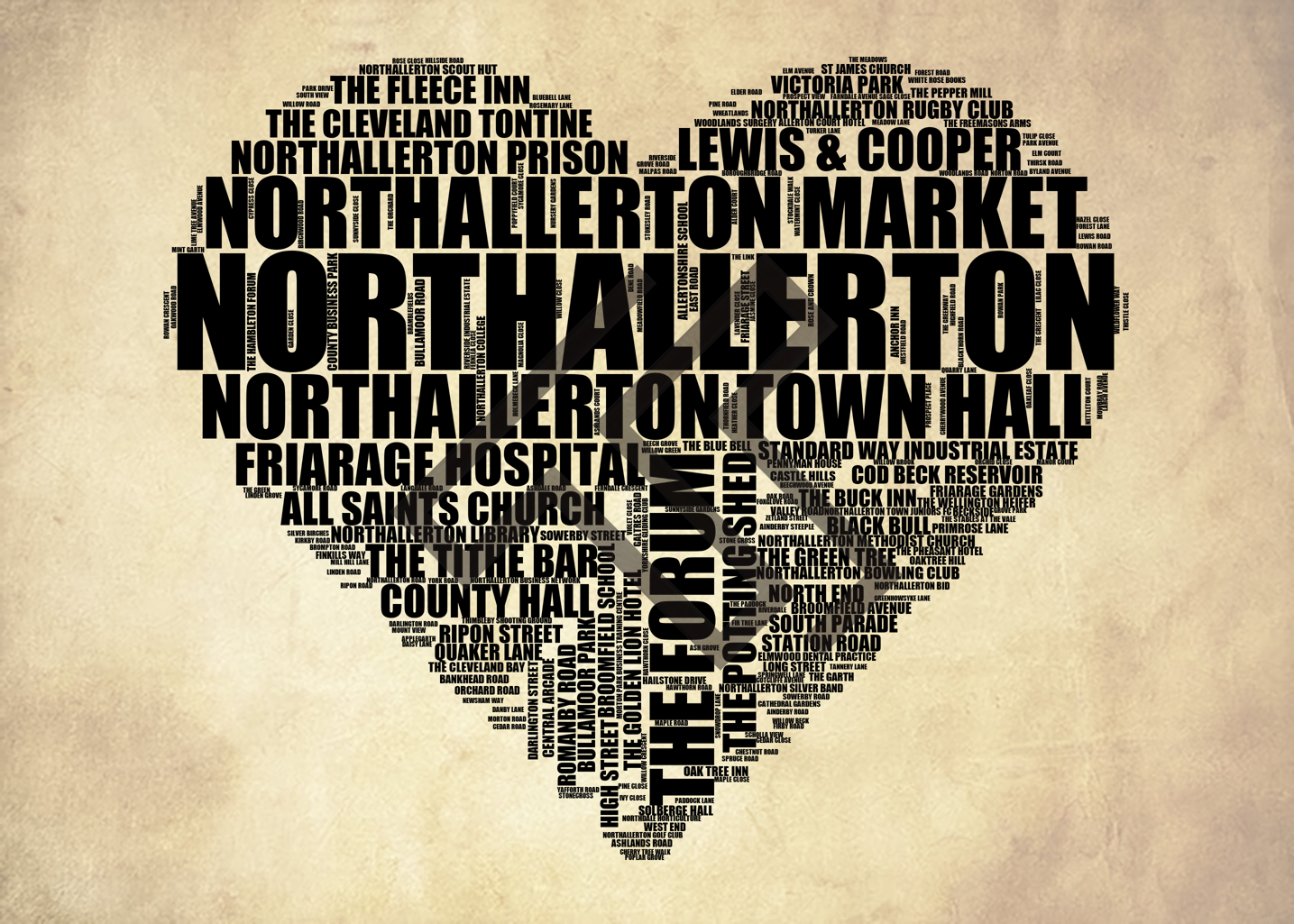 Northallerton - Premium Typographic Word Cloud Prints, Posters & Gifts