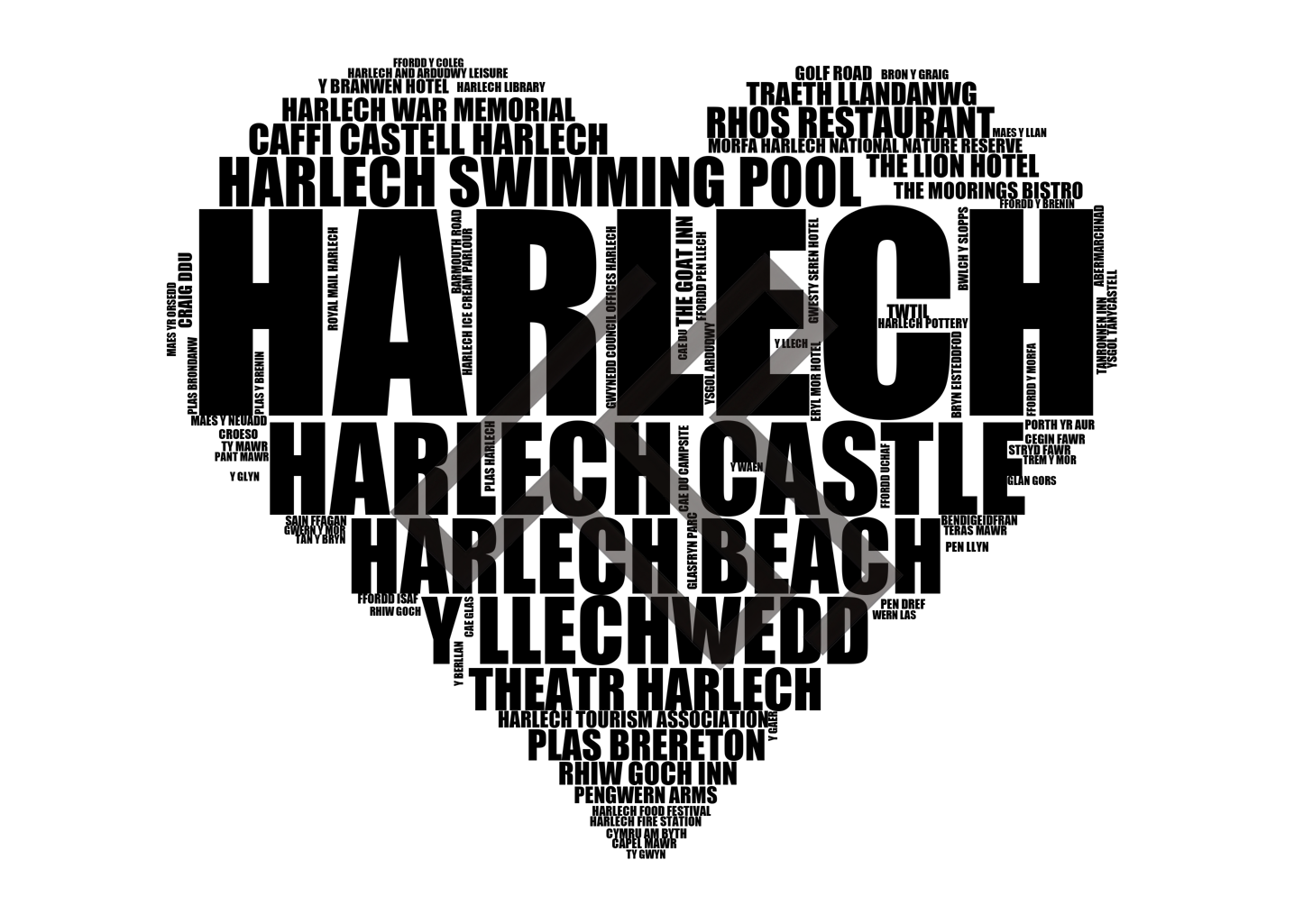 Harlech - Premium Typographic Word Cloud Prints, Posters & Gifts