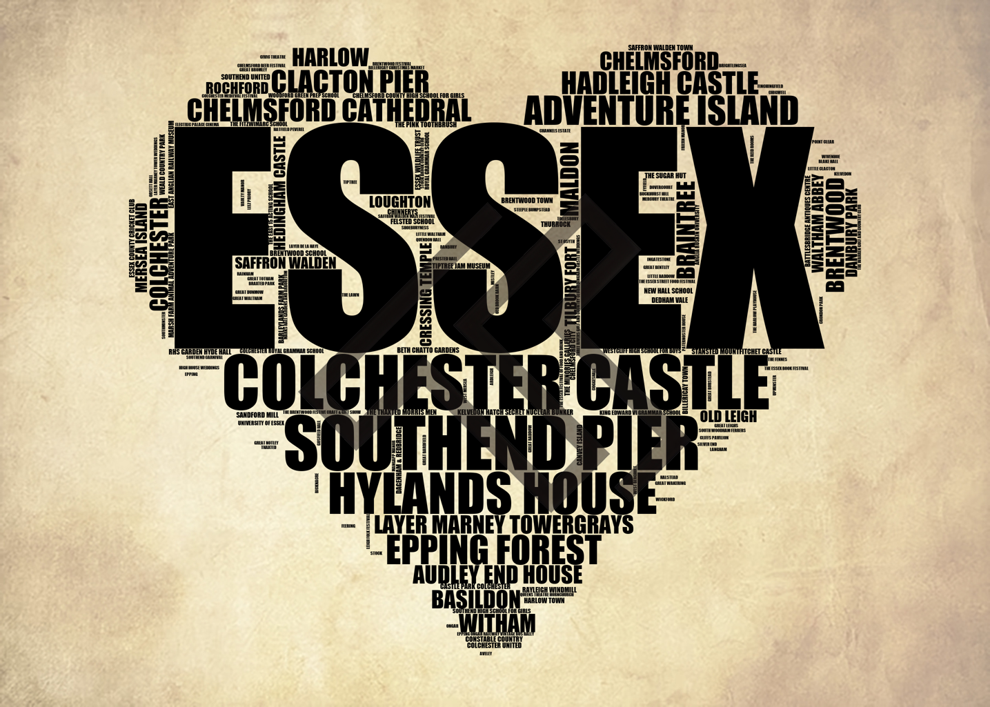 Essex - Premium Typographic Word Cloud Prints, Posters & Gifts