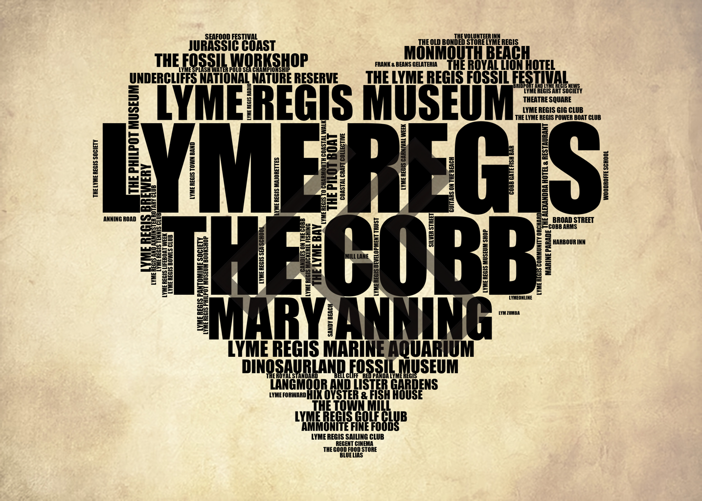 Lyme Regis - Premium Typographic Word Cloud Prints, Posters & Gifts