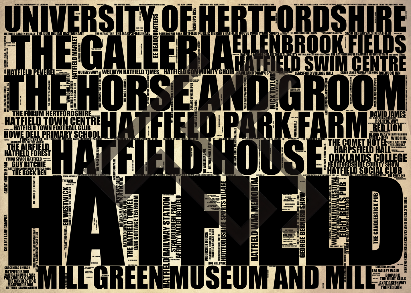 Hatfield - Premium Typographic Word Cloud Prints, Posters & Gifts