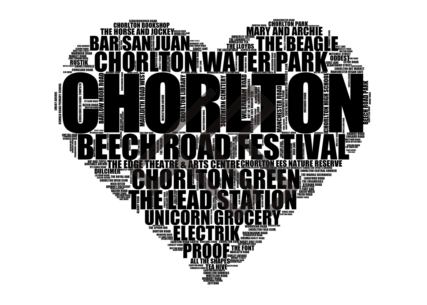 Chorlton - Premium Typographic Word Cloud Prints, Posters & Gifts