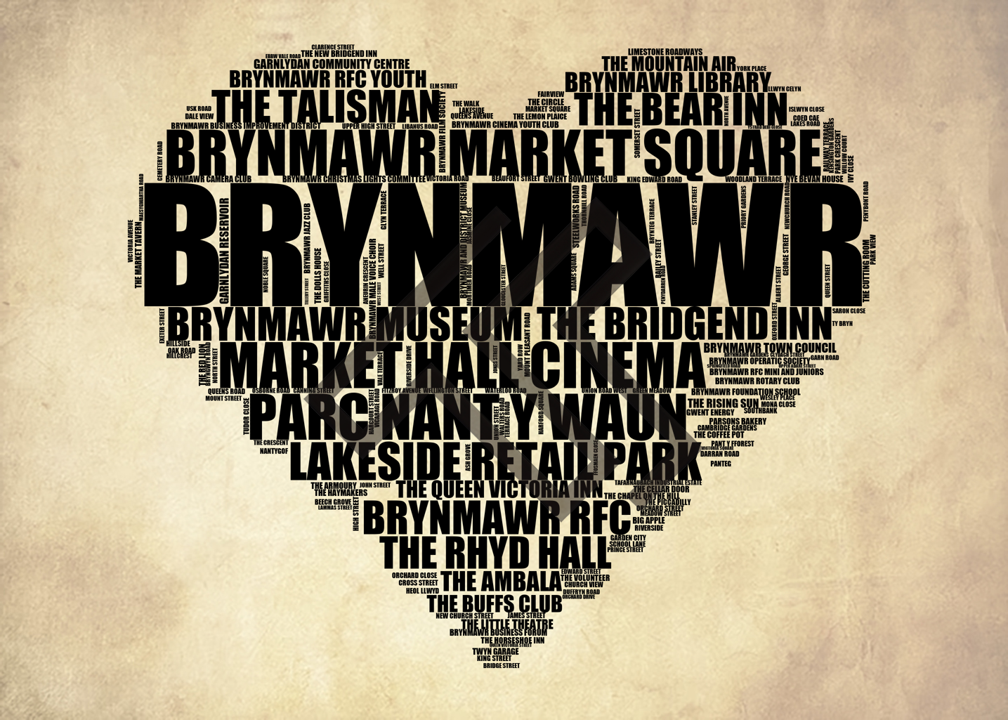 Brynmawr - Premium Typographic Word Cloud Prints, Posters & Gifts