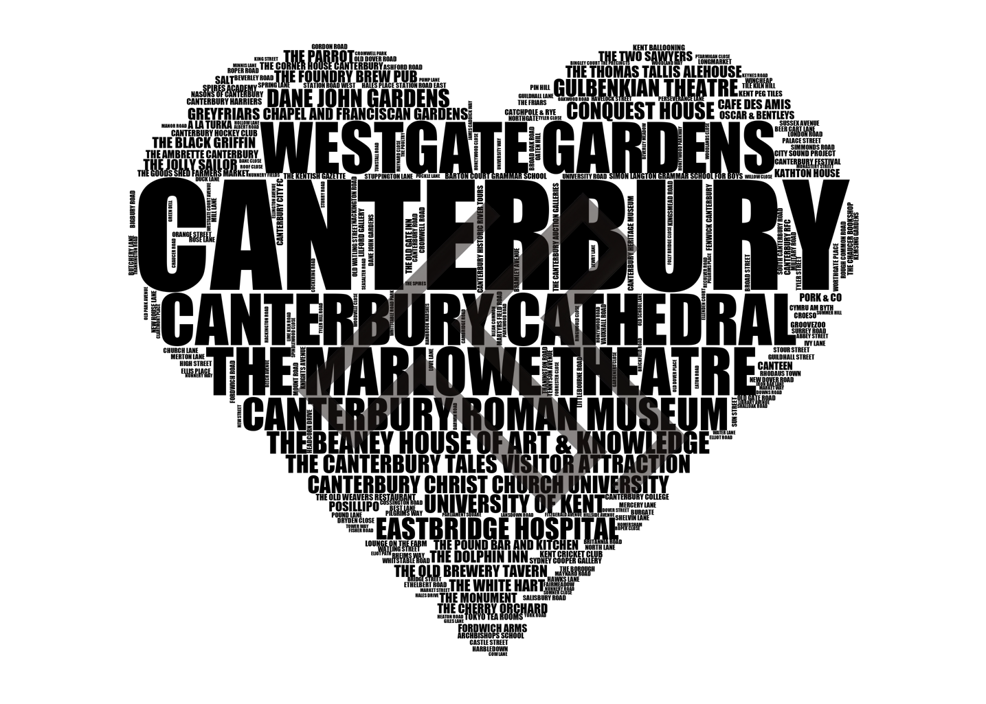 Canterbury - Premium Typographic Word Cloud Prints, Posters & Gifts