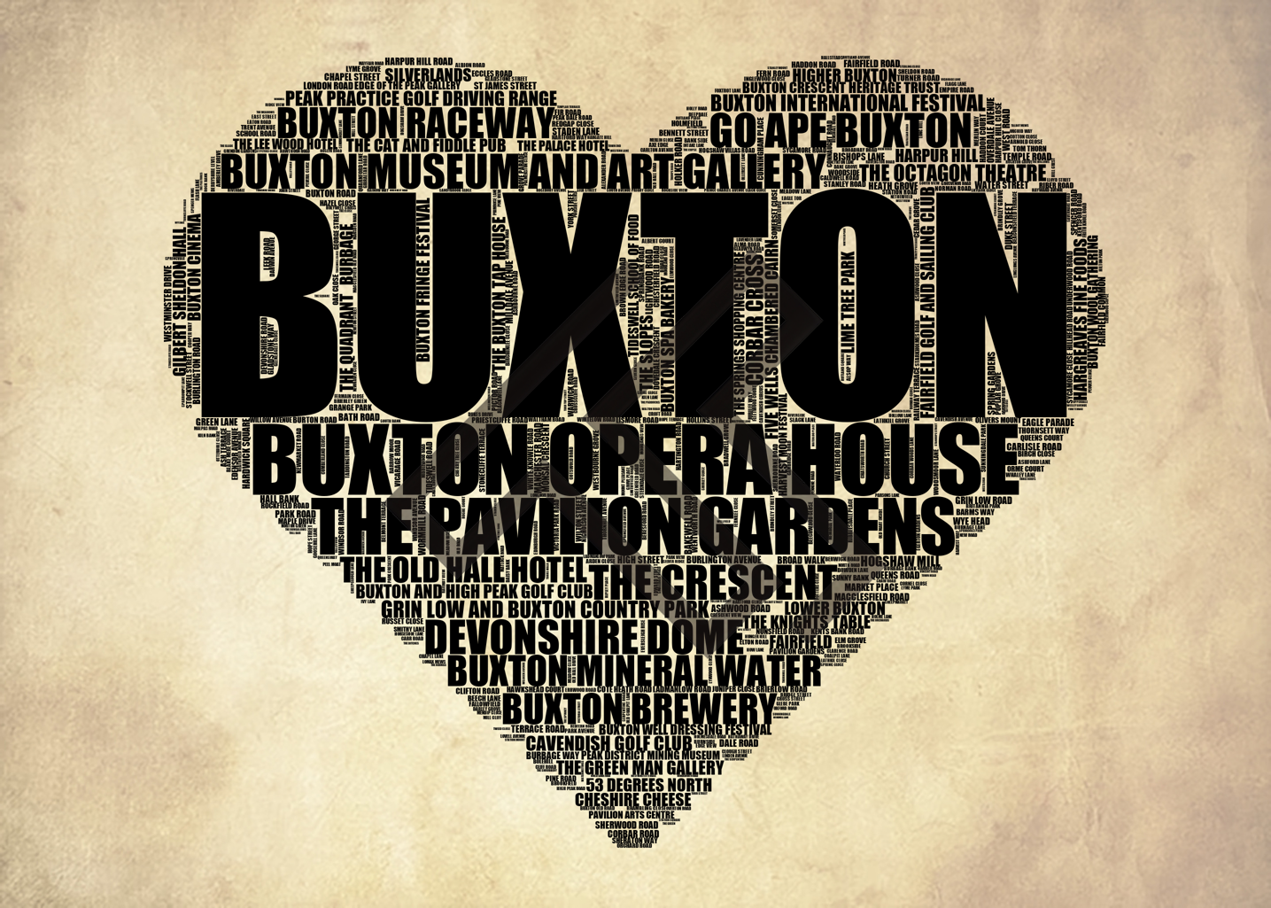 Buxton - Premium Typographic Word Cloud Prints, Posters & Gifts