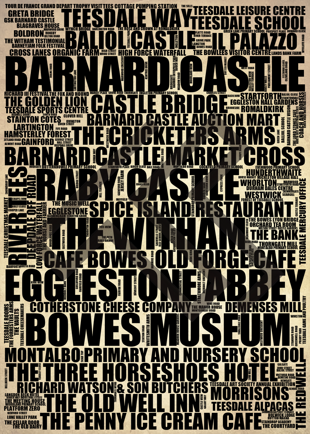 Barnard Castle - Premium Typographic Word Cloud Prints, Posters & Gifts