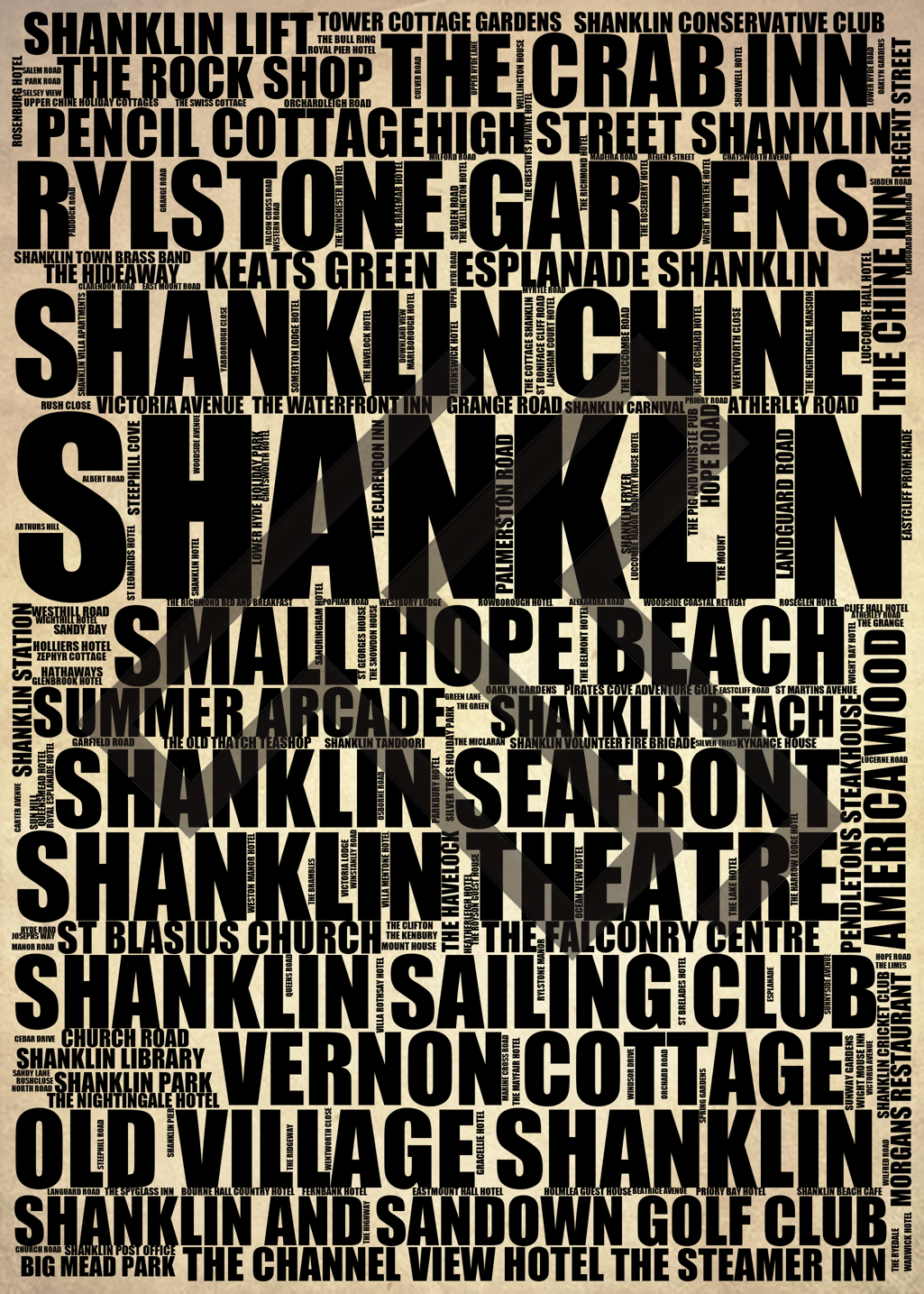 Shanklin - Premium Typographic Word Cloud Prints, Posters & Gifts