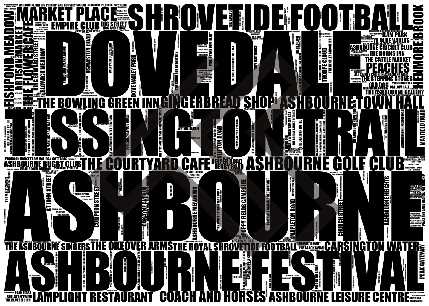 Ashbourne - Premium Typographic Word Cloud Prints, Posters & Gifts