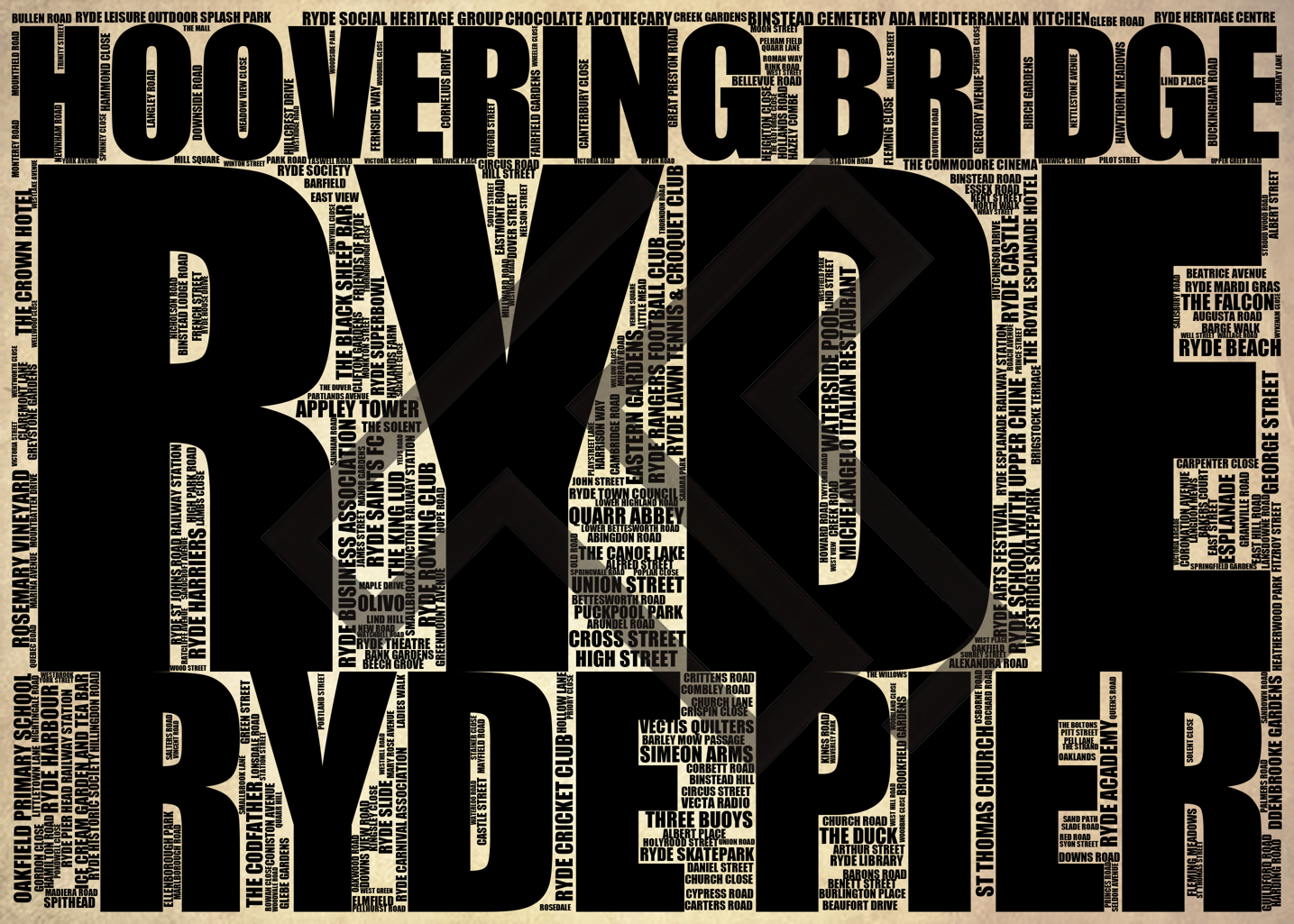 Ryde - Premium Typographic Word Cloud Prints, Posters & Gifts