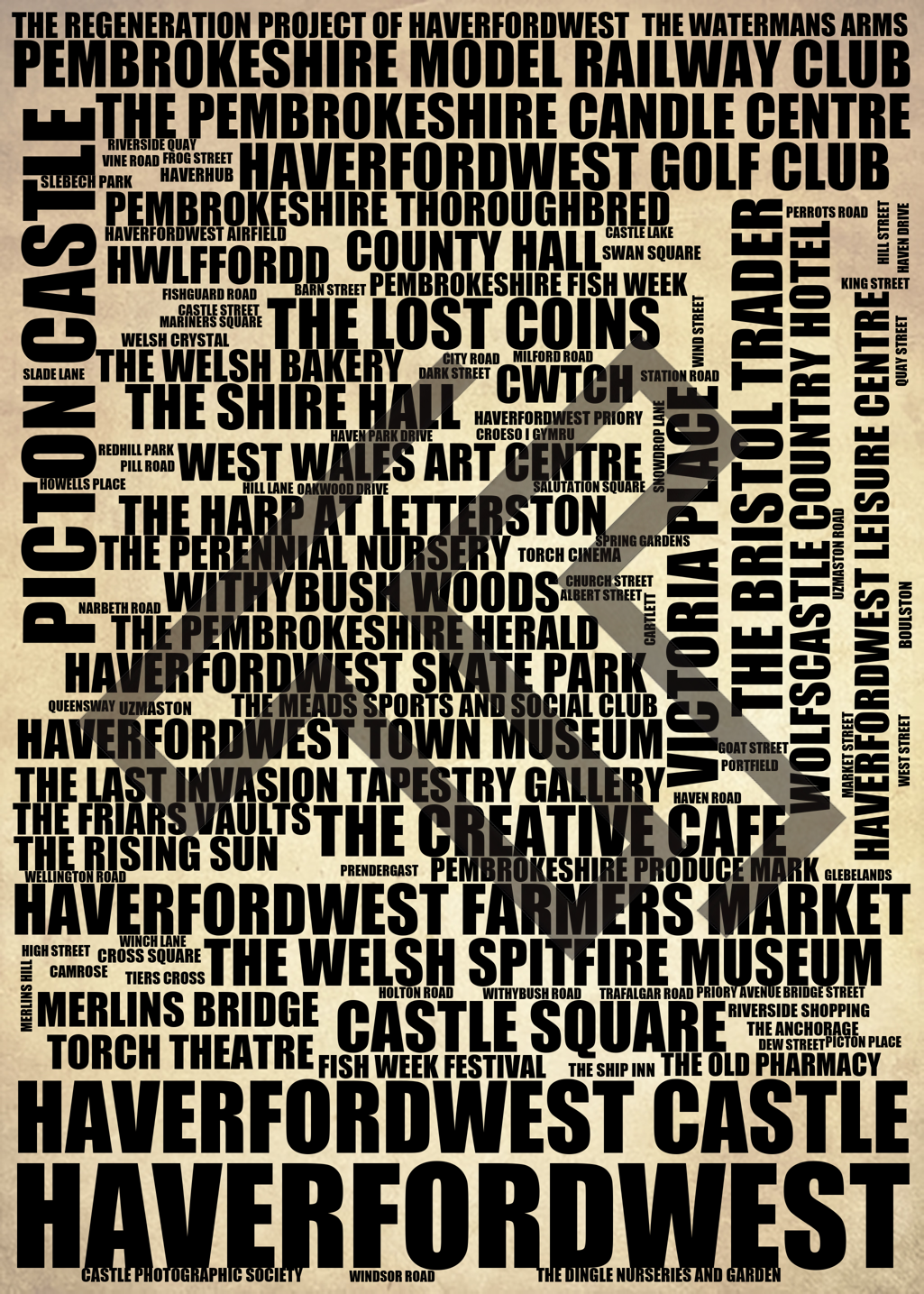 Haverfordwest - Premium Typographic Word Cloud Prints, Posters & Gifts