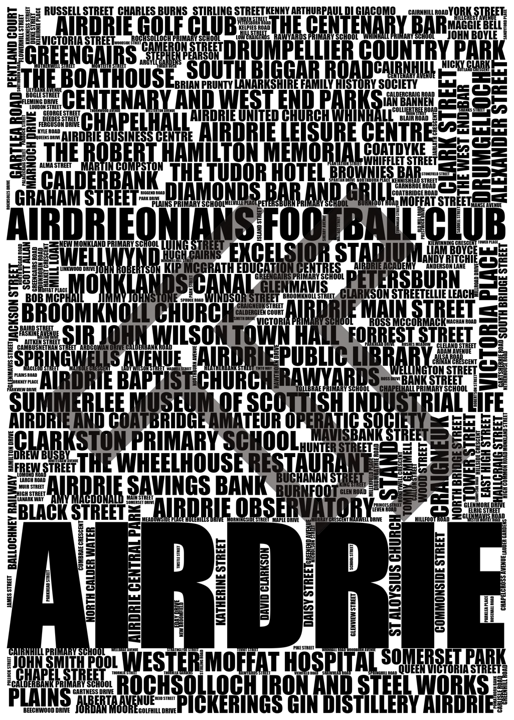 Airdrie - Premium Typographic Word Cloud Prints, Posters & Gifts