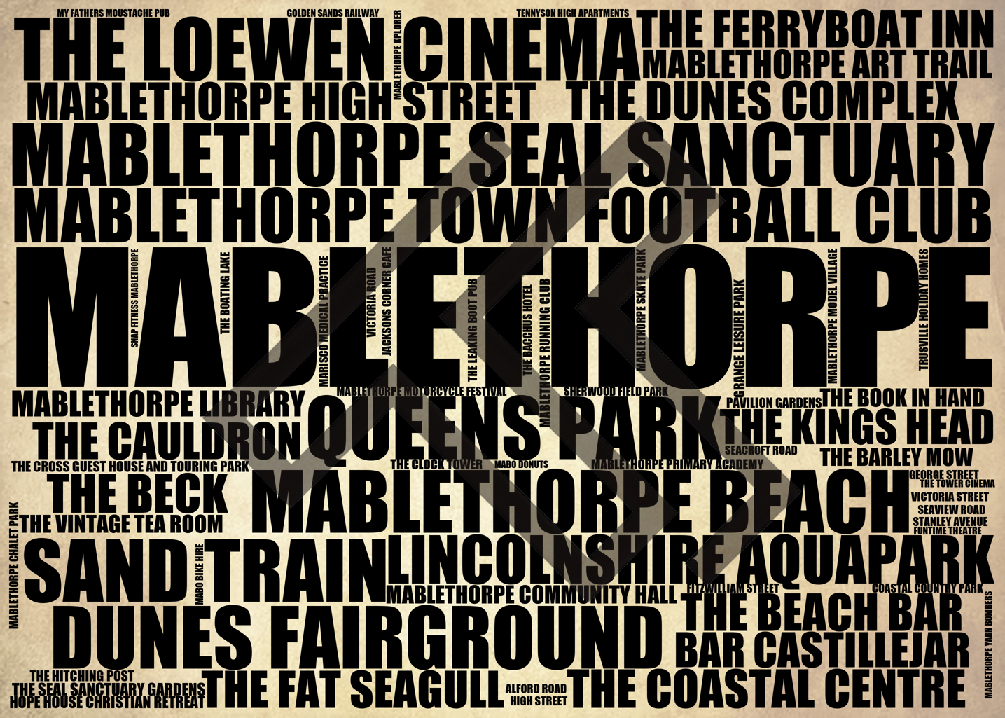 Mablethorpe - Premium Typographic Word Cloud Prints, Posters & Gifts