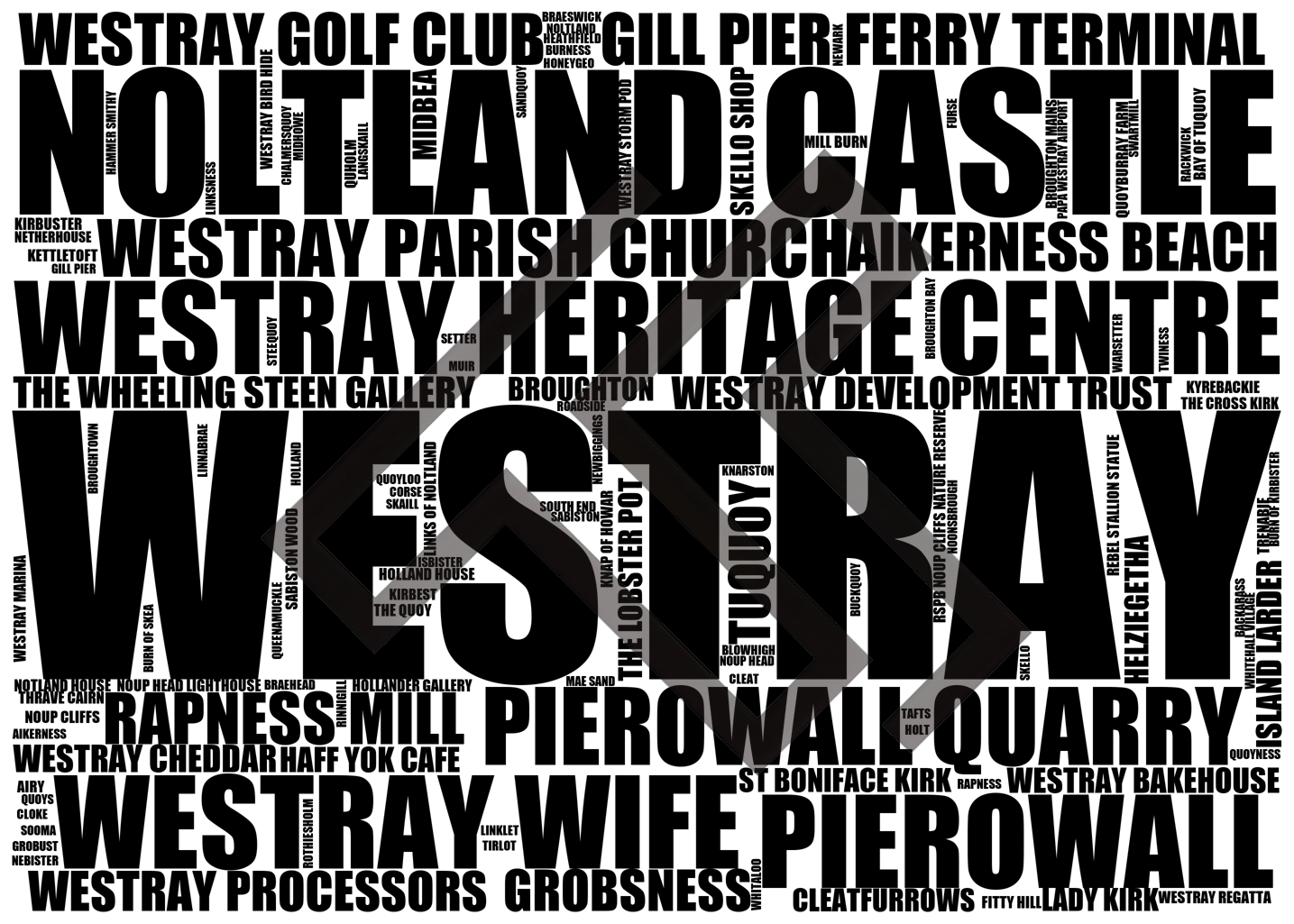 Westray - Premium Typographic Word Cloud Prints, Posters & Gifts