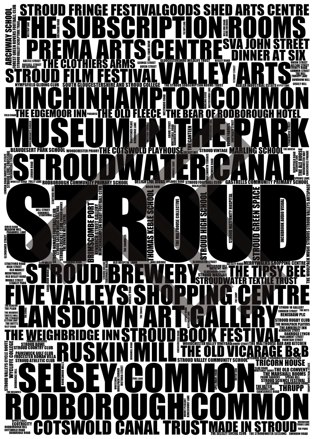 Stroud - Premium Typographic Word Cloud Prints, Posters & Gifts