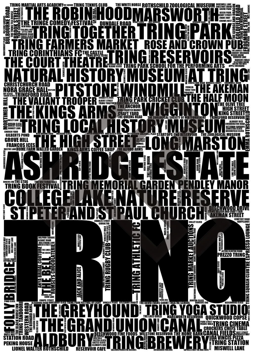 Tring - Premium Typographic Word Cloud Prints, Posters & Gifts