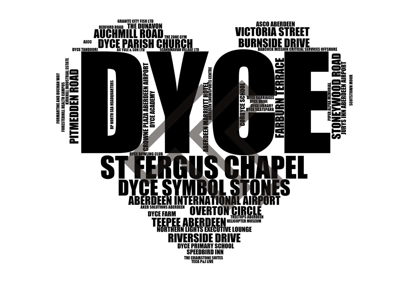 Dyce - Premium Typographic Word Cloud Prints, Posters & Gifts
