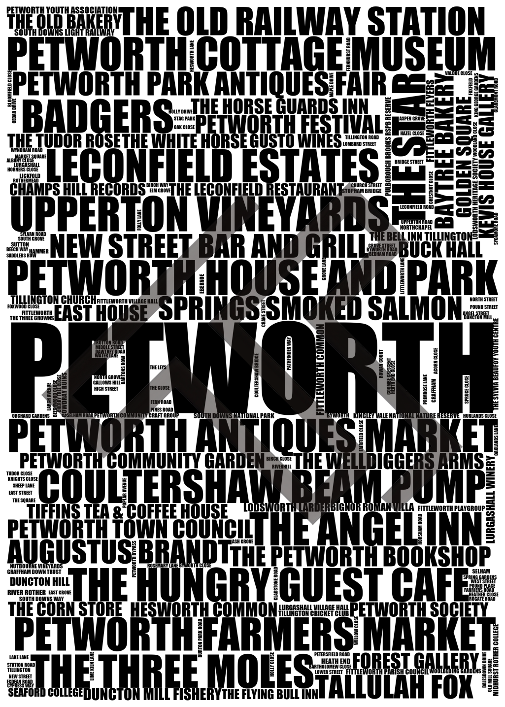 Petworth - Premium Typographic Word Cloud Prints, Posters & Gifts