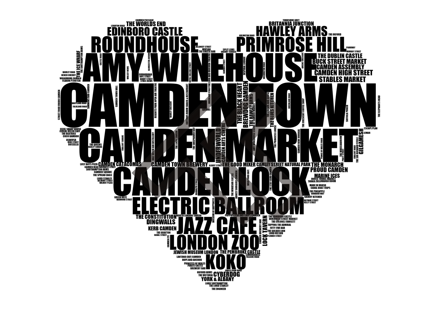 Camden Town - Premium Typographic Word Cloud Prints, Posters & Gifts