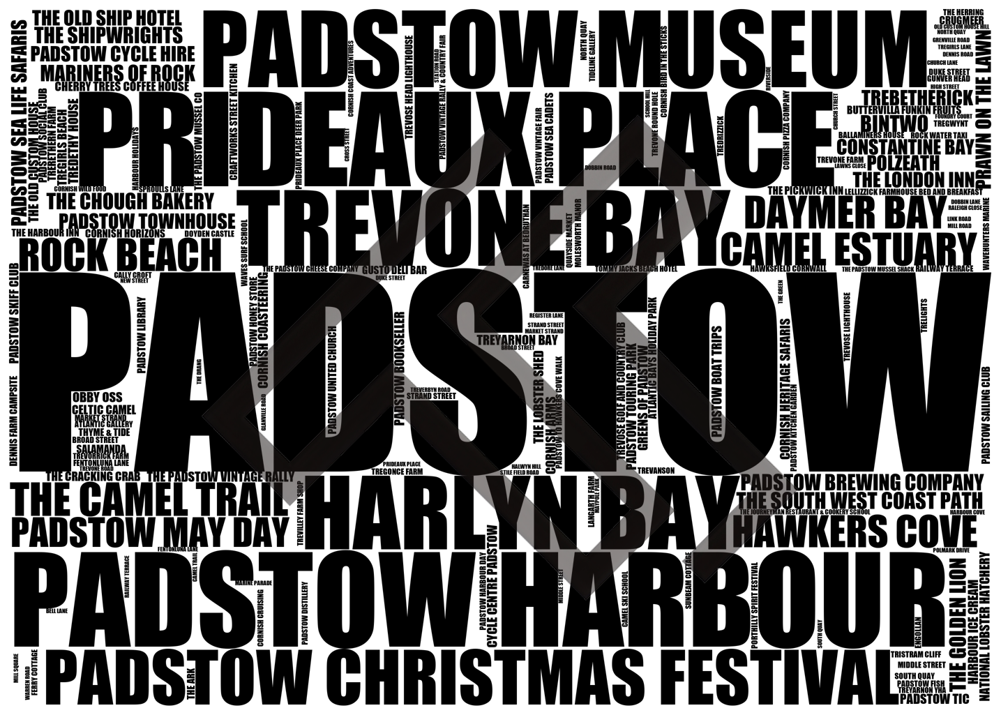 Padstow - Premium Typographic Word Cloud Prints, Posters & Gifts