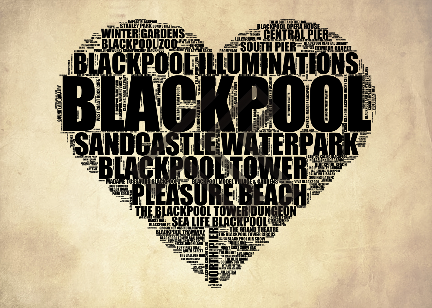 Blackpool - Premium Typographic Word Cloud Prints, Posters & Gifts