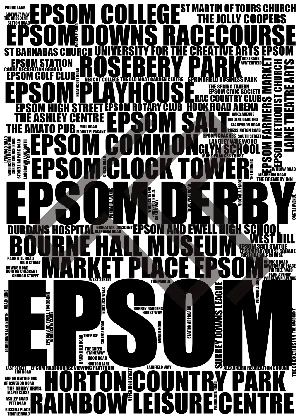 Epsom - Premium Typographic Word Cloud Prints, Posters & Gifts