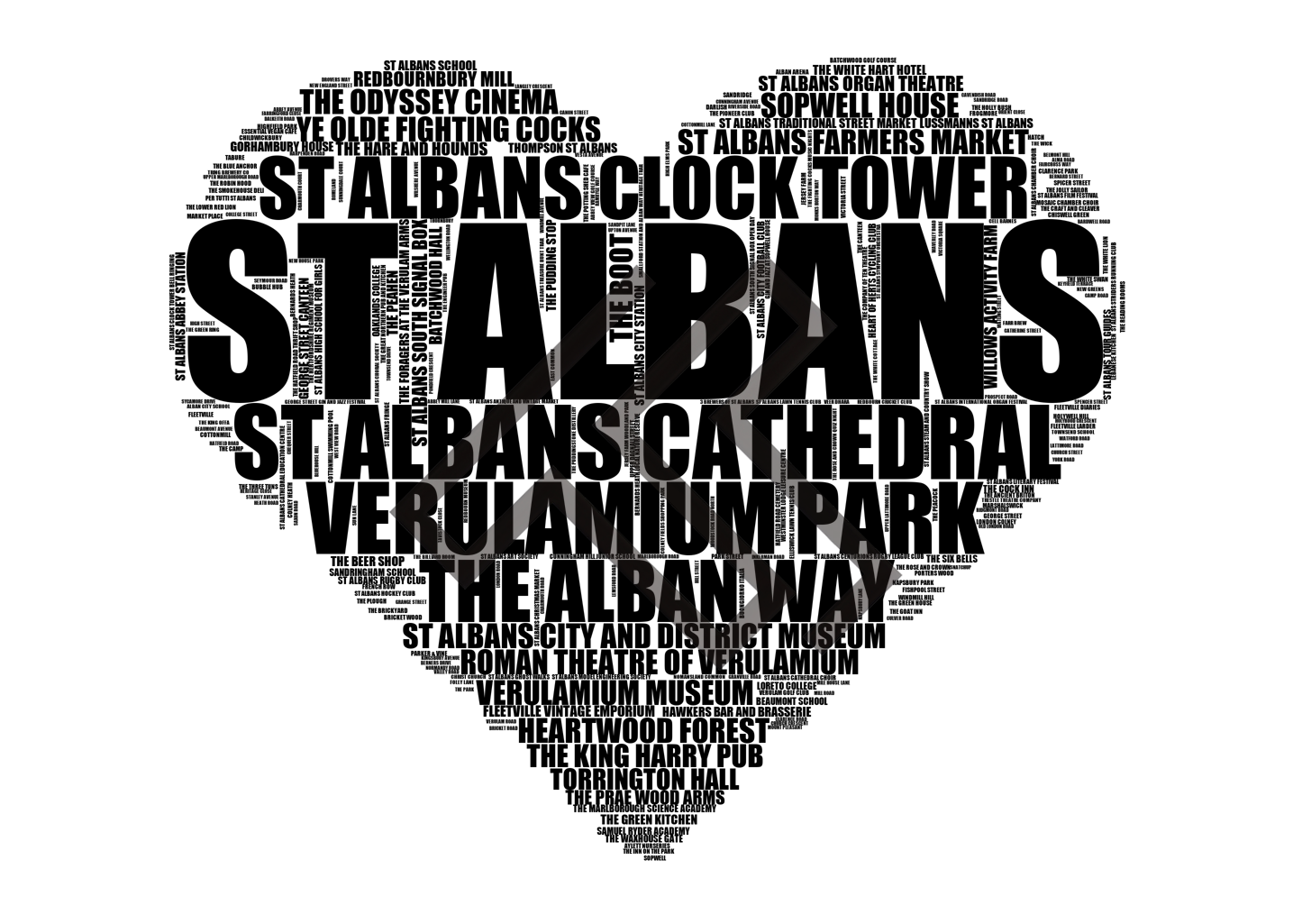 St Albans - Premium Typographic Word Cloud Prints, Posters & Gifts