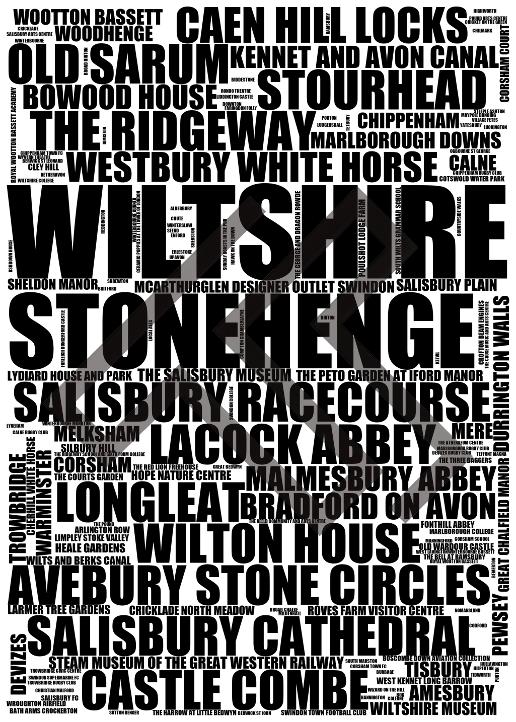 Wiltshire - Premium Typographic Word Cloud Prints, Posters & Gifts