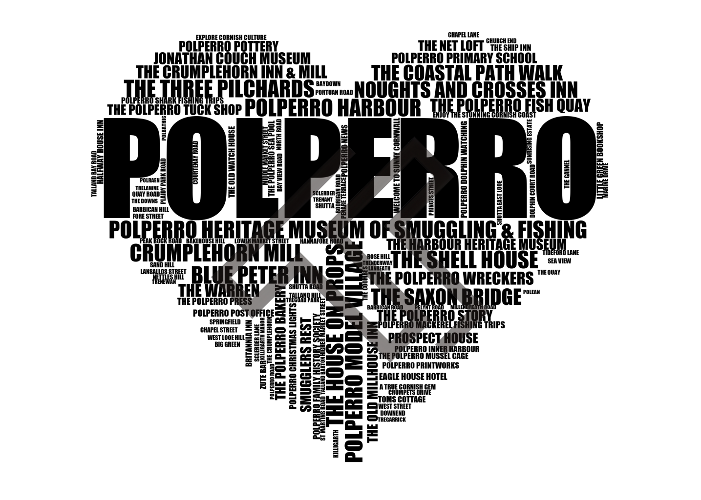 Polperro - Premium Typographic Word Cloud Prints, Posters & Gifts