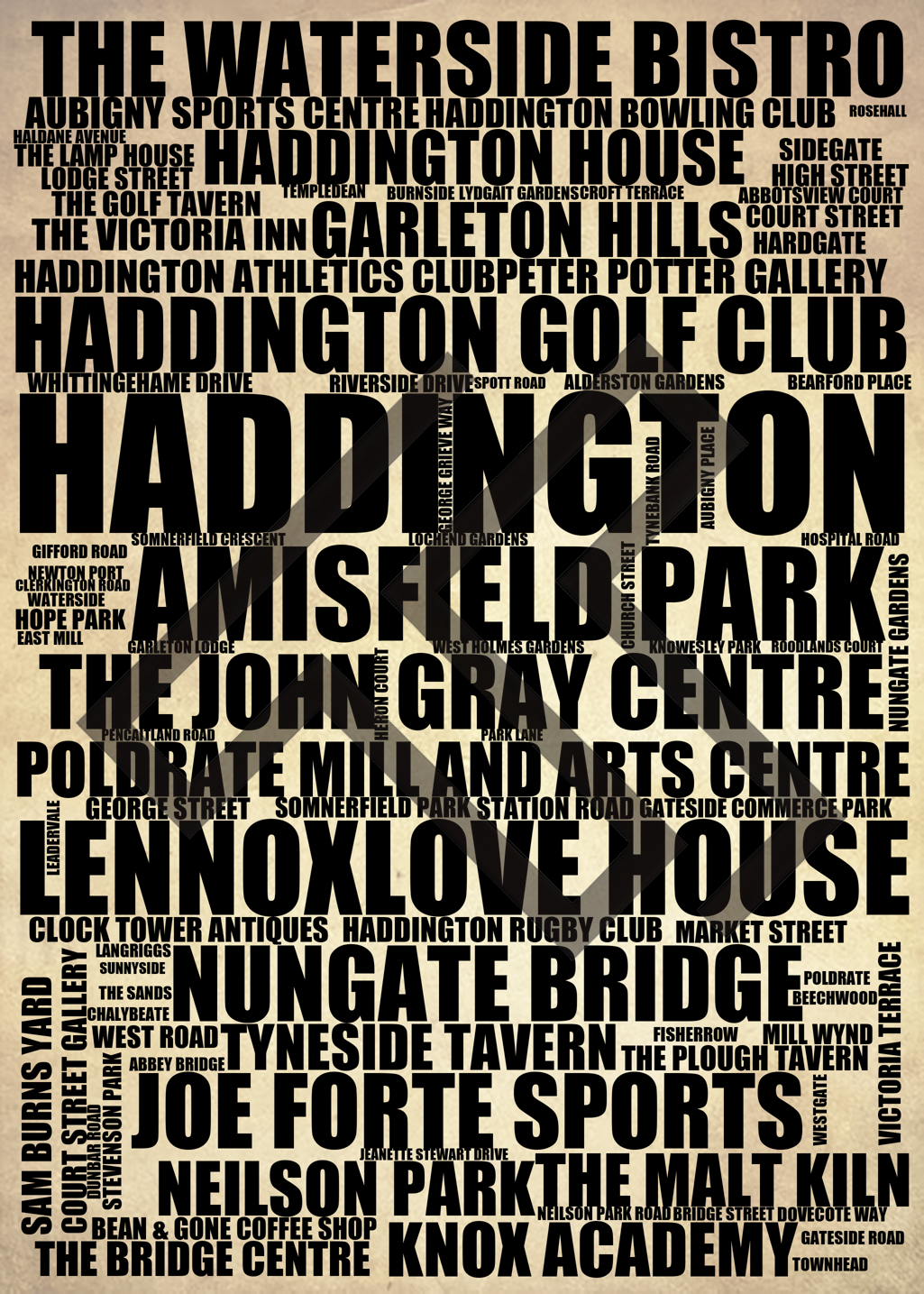 Haddington - Premium Typographic Word Cloud Prints, Posters & Gifts