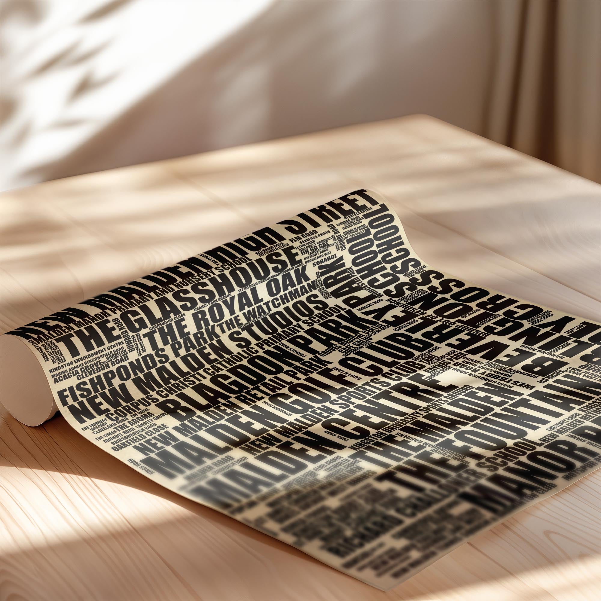 New Malden - Premium Typographic Word Cloud Prints, Posters & Gifts