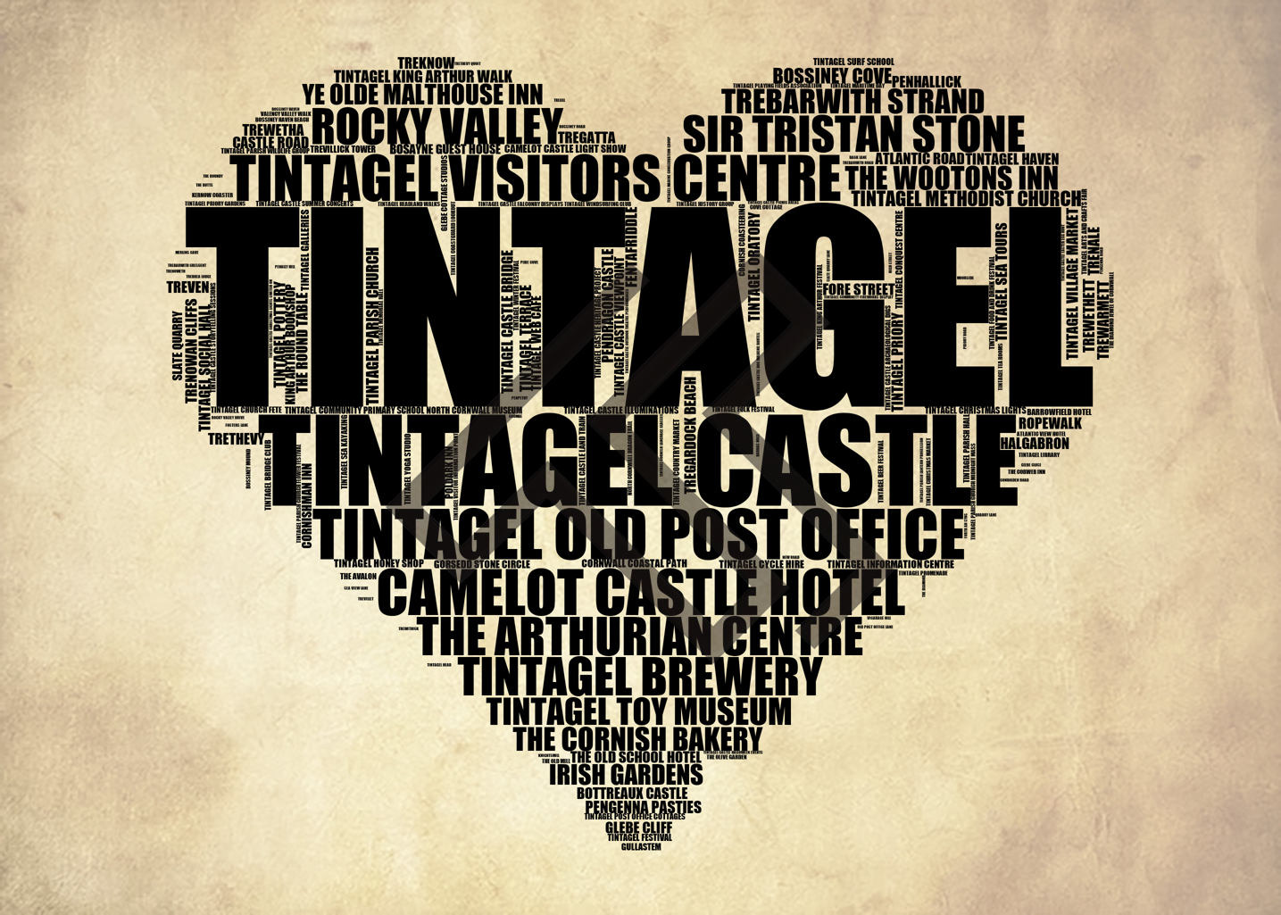 Tintagel - Premium Typographic Word Cloud Prints, Posters & Gifts