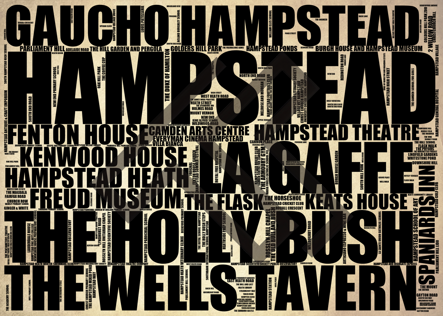 Hampstead - Premium Typographic Word Cloud Prints, Posters & Gifts