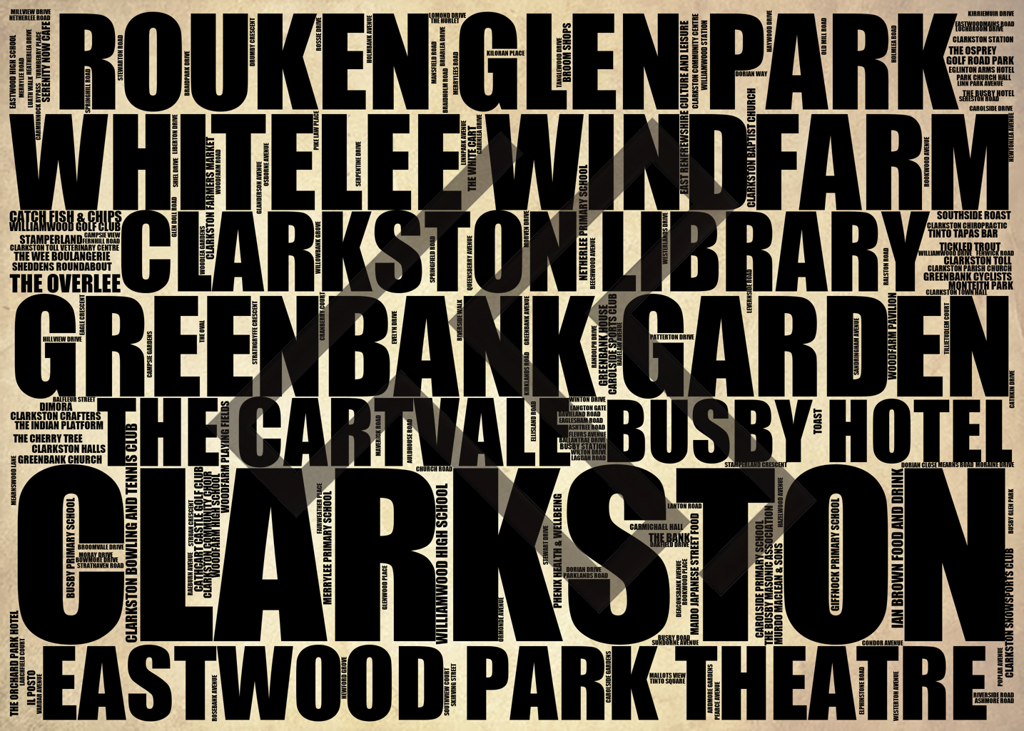 Clarkston - Premium Typographic Word Cloud Prints, Posters & Gifts