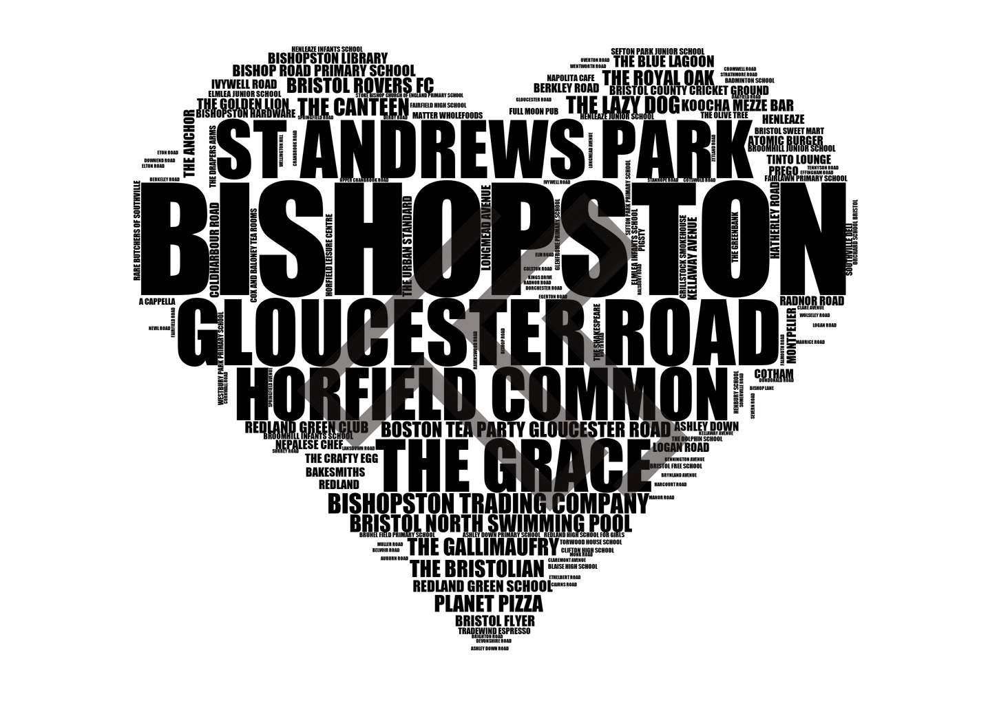 Bishopston - Premium Typographic Word Cloud Prints, Posters & Gifts