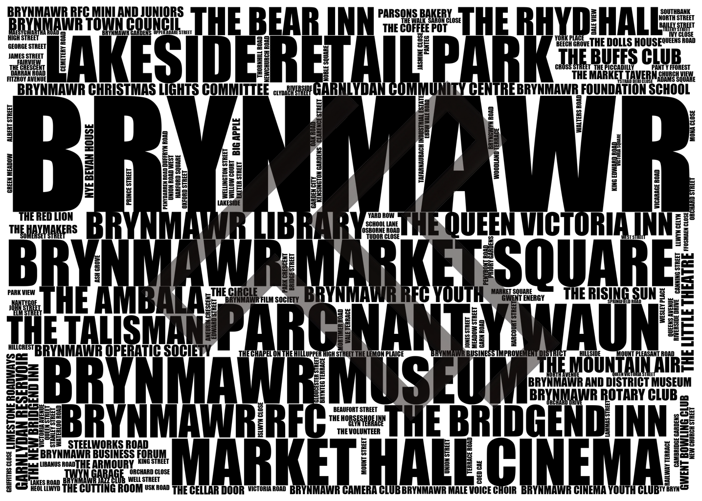 Brynmawr - Premium Typographic Word Cloud Prints, Posters & Gifts