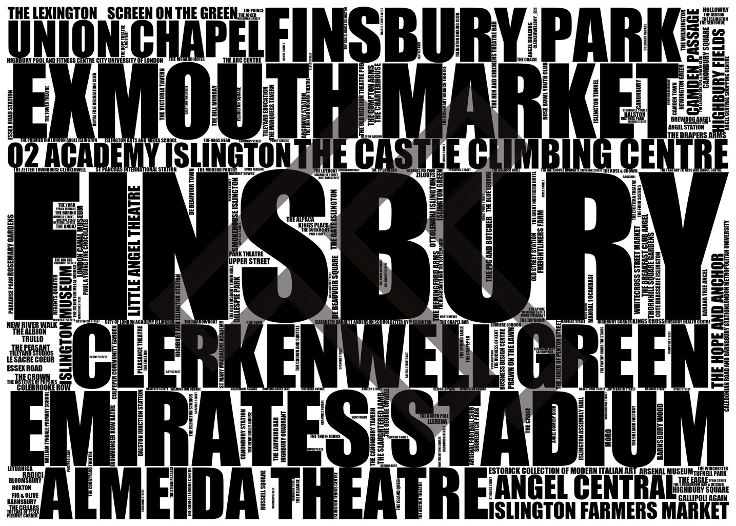 Finsbury - Premium Typographic Word Cloud Prints, Posters & Gifts