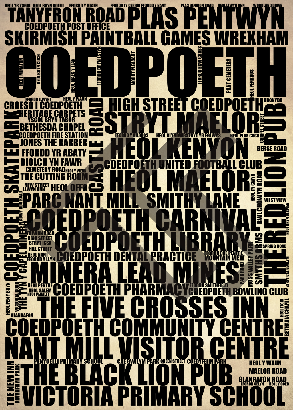 Coedpoeth - Premium Typographic Word Cloud Prints, Posters & Gifts