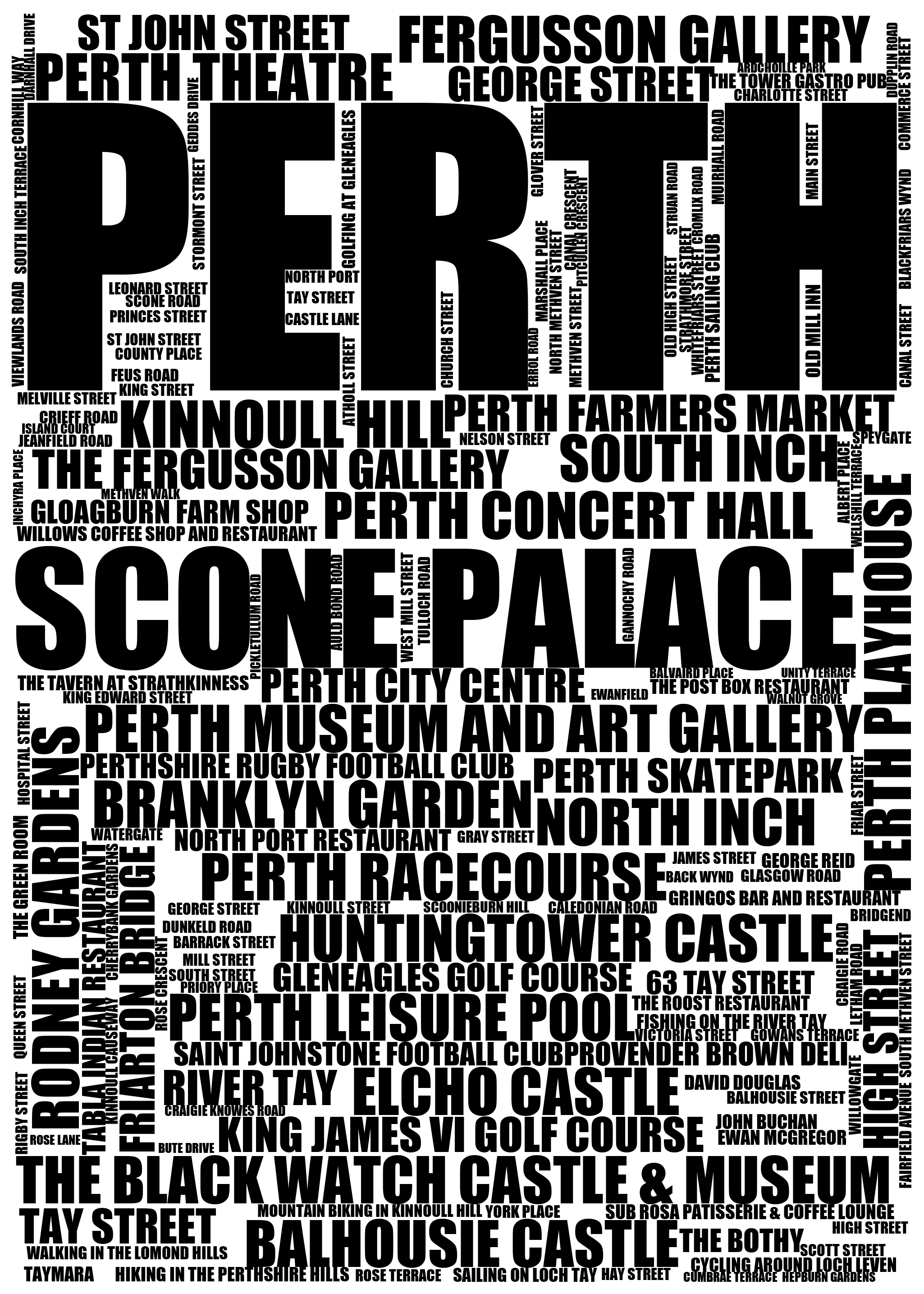 Perth - Premium Typographic Word Cloud Prints, Posters & Gifts