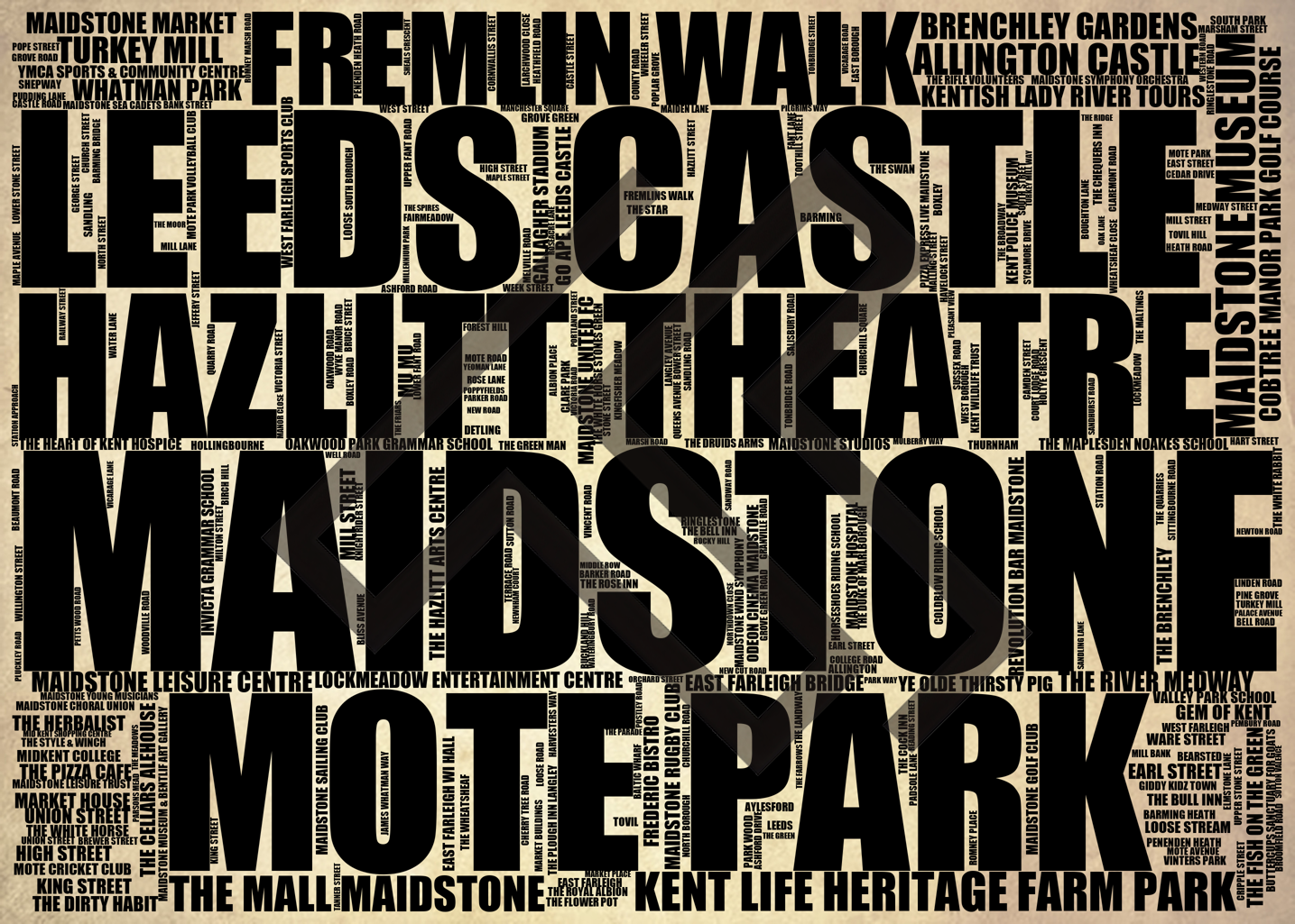 Maidstone - Premium Typographic Word Cloud Prints, Posters & Gifts