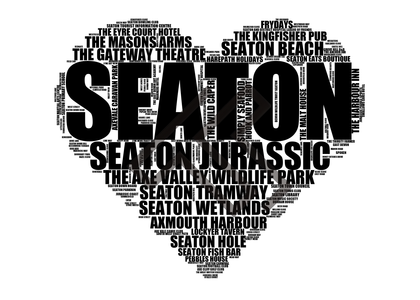 Seaton - Premium Typographic Word Cloud Prints, Posters & Gifts
