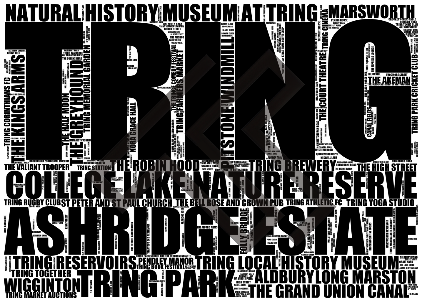 Tring - Premium Typographic Word Cloud Prints, Posters & Gifts