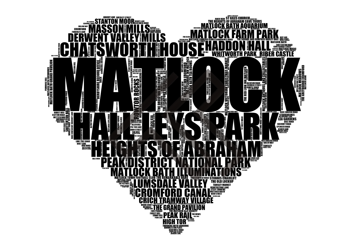 Matlock - Premium Typographic Word Cloud Prints, Posters & Gifts