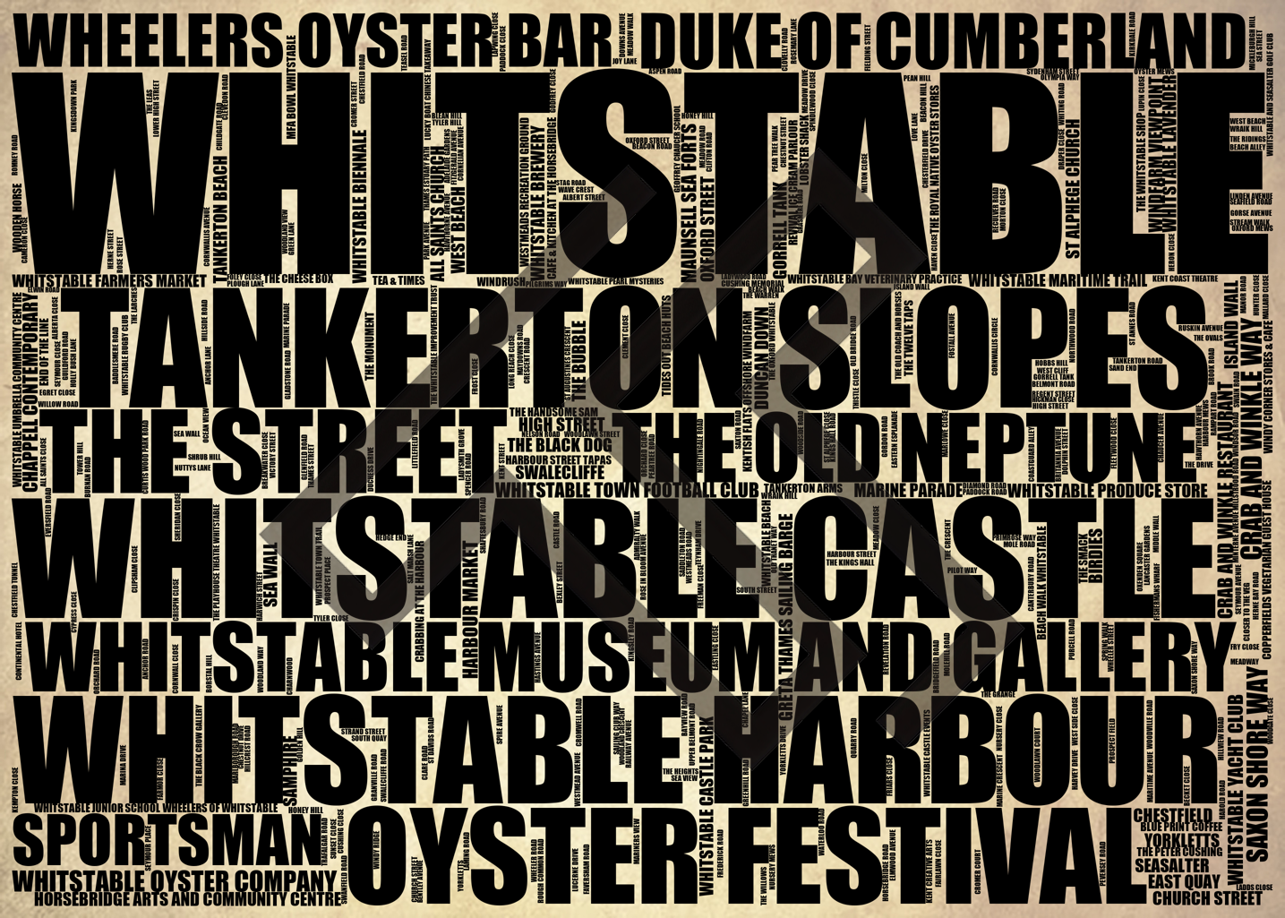 Whitstable - Premium Typographic Word Cloud Prints, Posters & Gifts