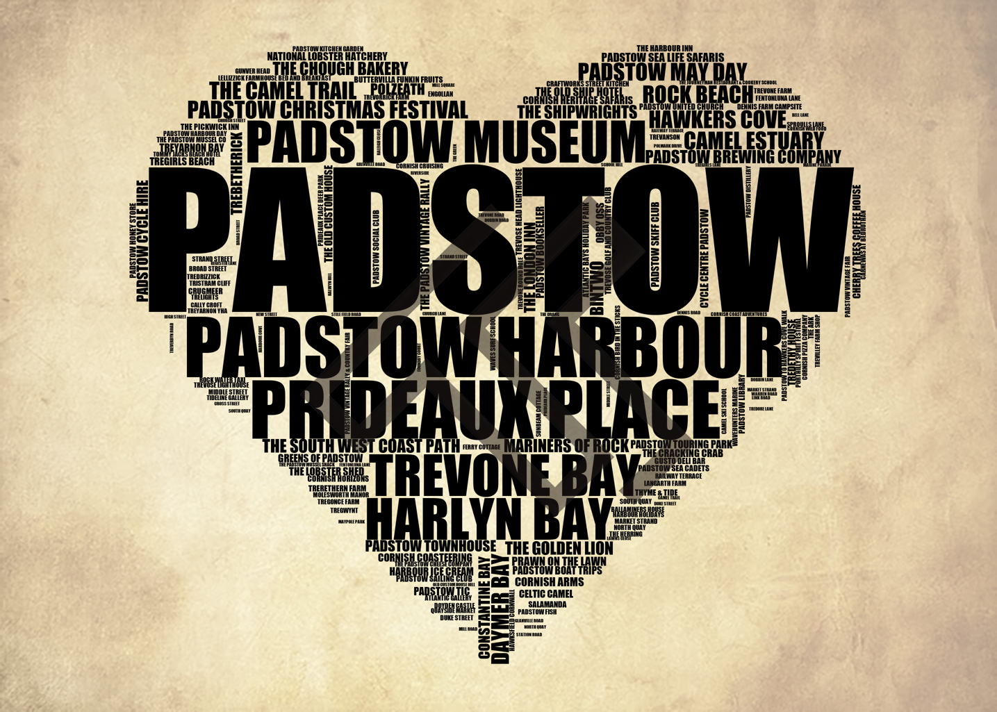 Padstow - Premium Typographic Word Cloud Prints, Posters & Gifts