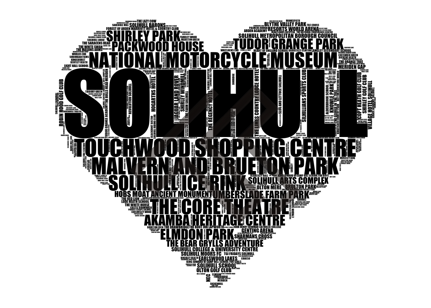 Solihull - Premium Typographic Word Cloud Prints, Posters & Gifts