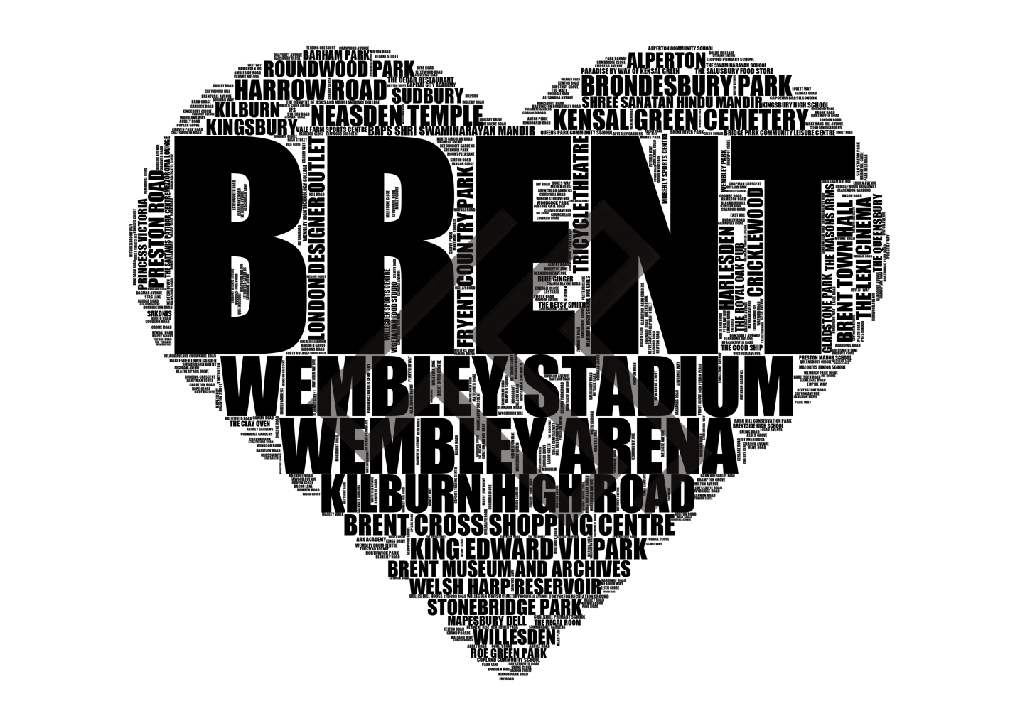 Brent - Premium Typographic Word Cloud Prints, Posters & Gifts