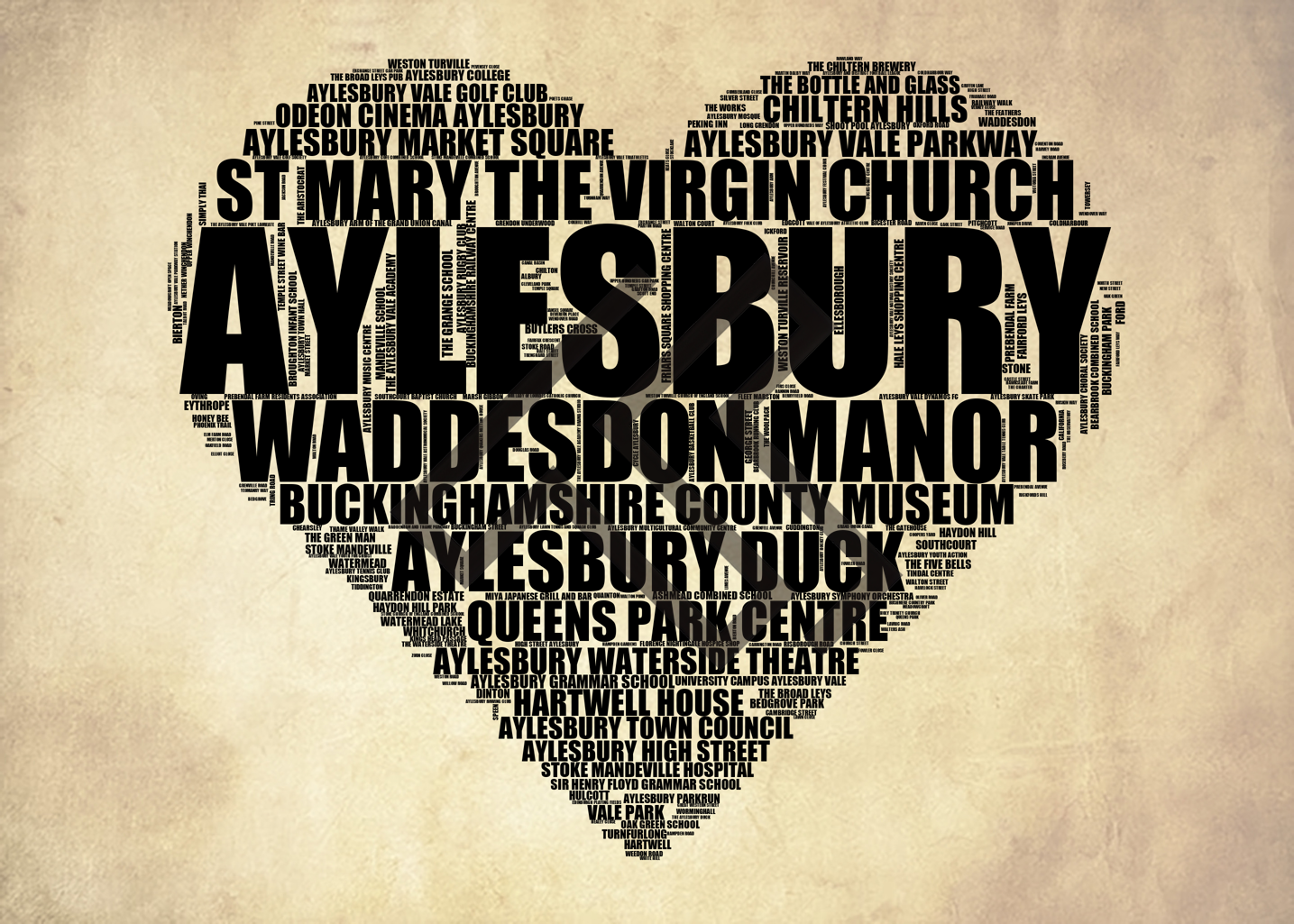 Aylesbury - Premium Typographic Word Cloud Prints, Posters & Gifts