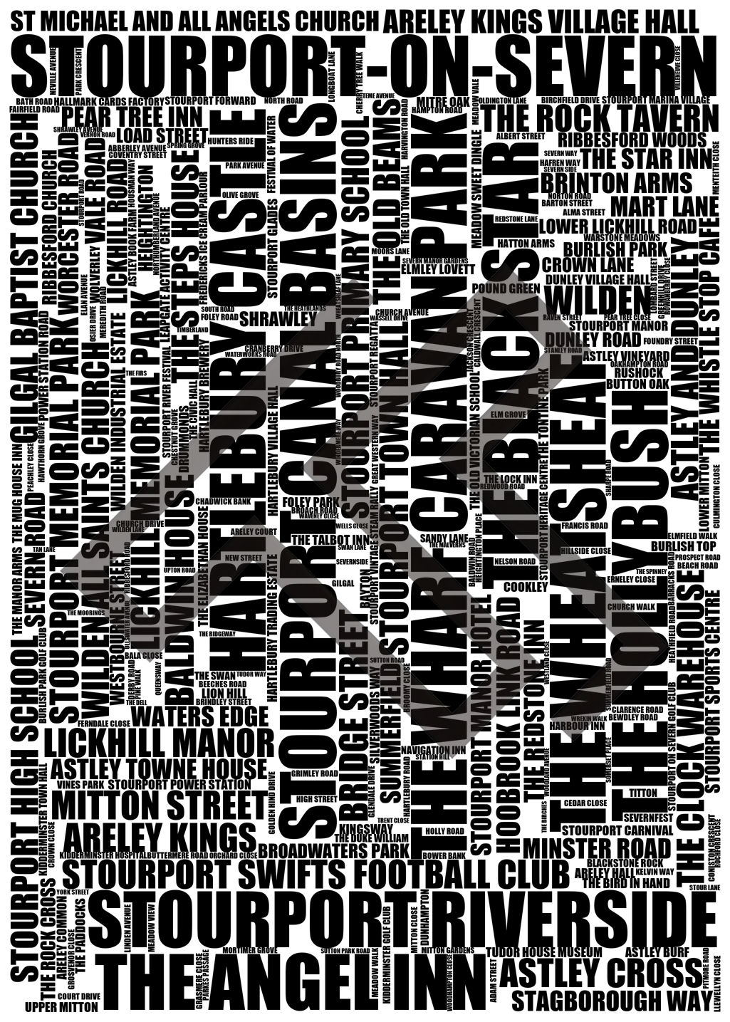 Stourport-on-Severn - Premium Typographic Word Cloud Prints, Posters & Gifts